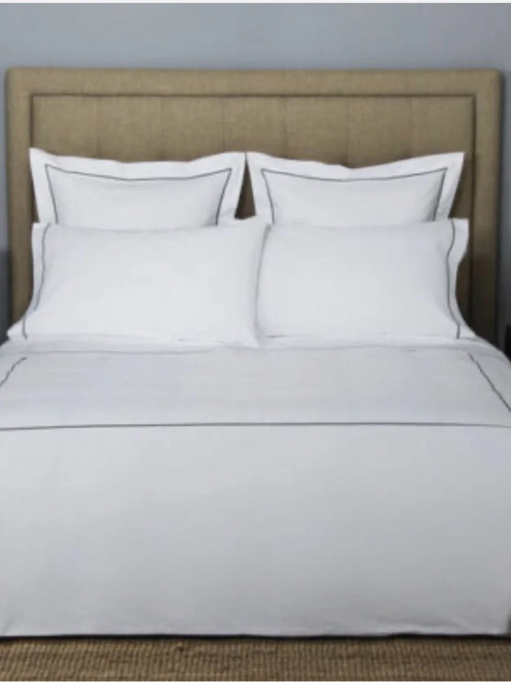 Frette One Bourdon King Duvet Cover White/ Navy